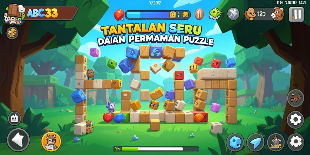 Screenshot utama ABC33 menampilkan gameplay seru dengan berbagai jenis puzzle.