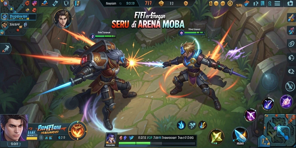 Tampilan gameplay seru di arena MOBA F7F7.