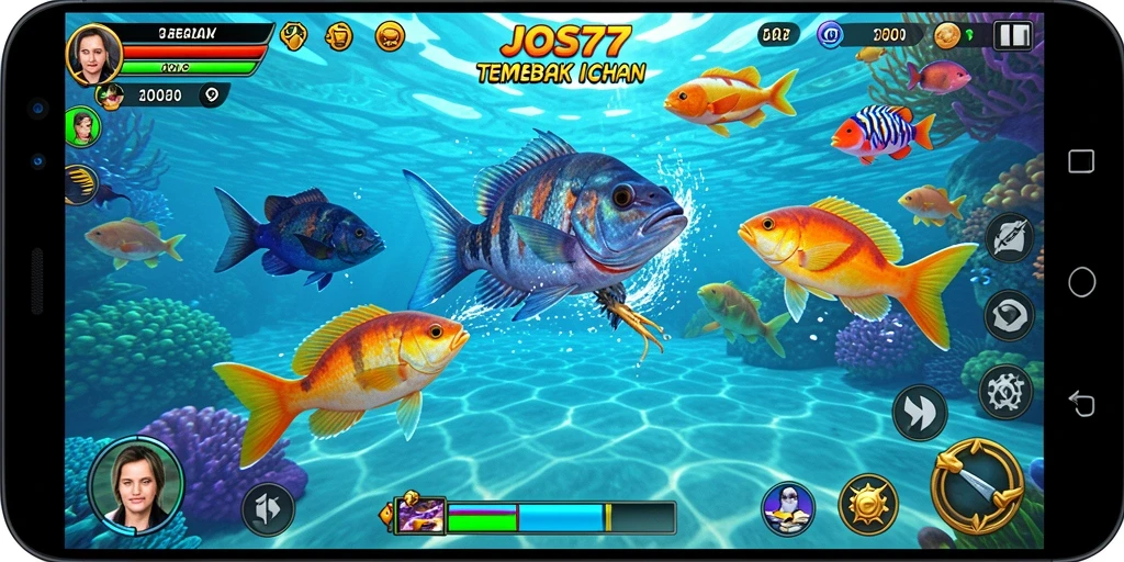 Screenshot gameplay JOS77 menampilkan aksi menembak ikan yang seru.
