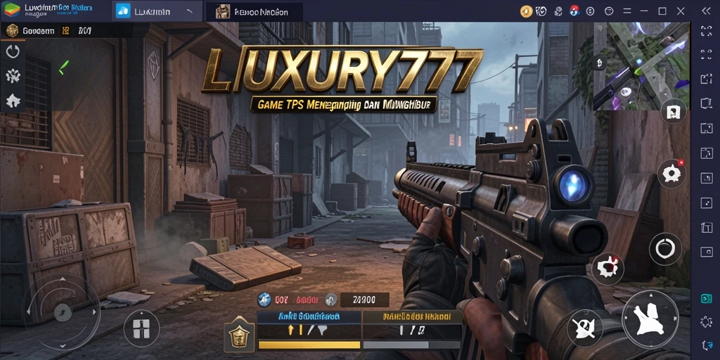 Screenshot LUXURY777 menunjukkan gameplay TPS yang intens dan mendebarkan.