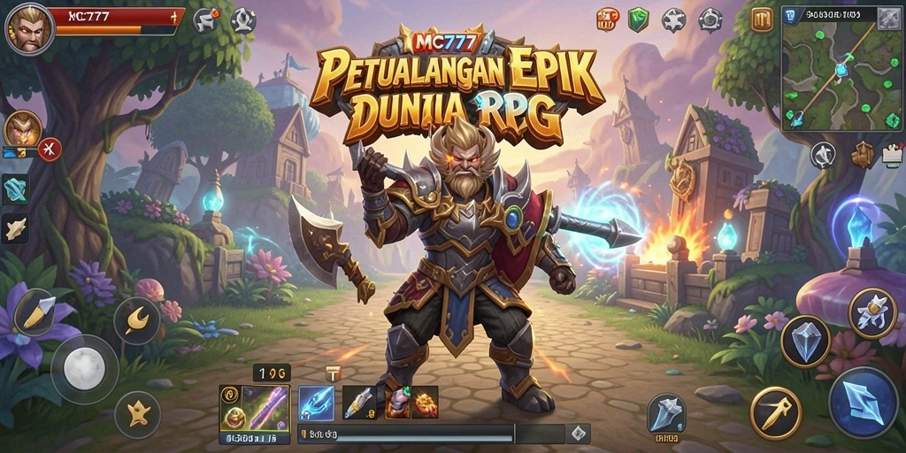 Screenshot gameplay MC777 menampilkan petualangan RPG yang mendebarkan.
