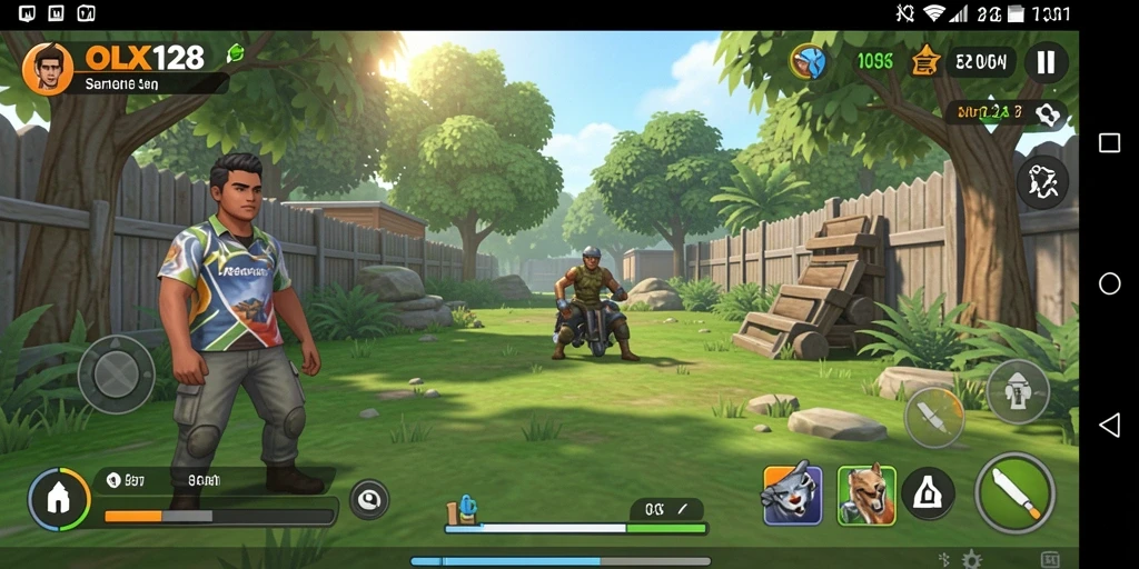 Tampilan gameplay menarik dari OLX128 dengan grafis cerah.