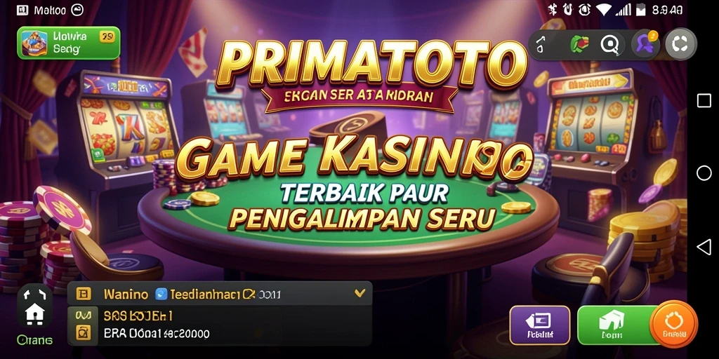 Screenshot gameplay PRIMATOTO yang menunjukkan aksi mendebarkan di kasino.
