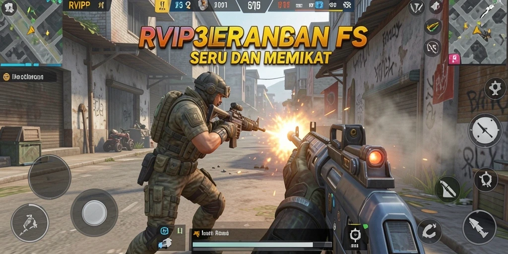 Screenshot utama RVIP3 menampilkan intensnya aksi gameplay FPS.