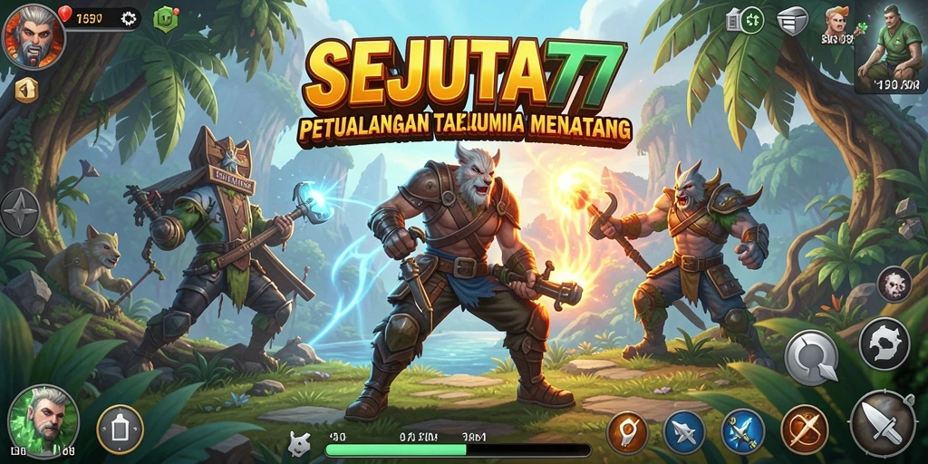 Tampilan gameplay SEJUTA77 dengan aksi penuh petualangan yang mendebarkan.