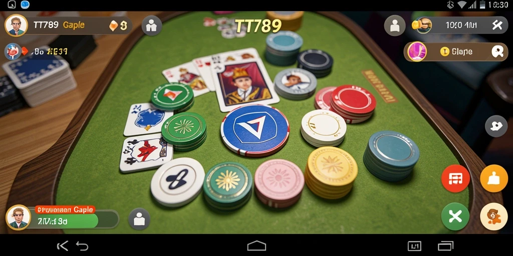 Tampilan gameplay seru di TT789 dengan aksi Gaple yang menarik.