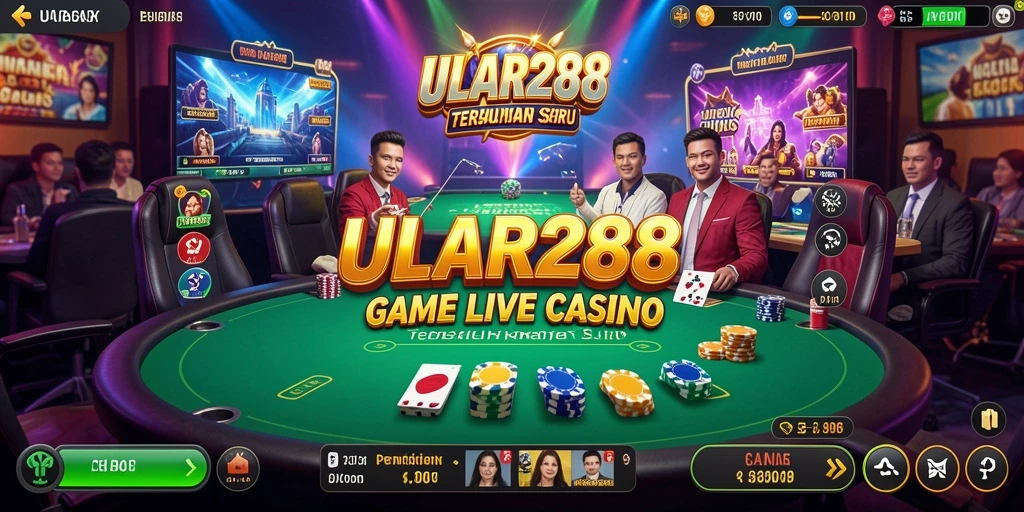 Tampilan gameplay mendebarkan ULAR288 dengan dealer langsung dan suasana kasino.